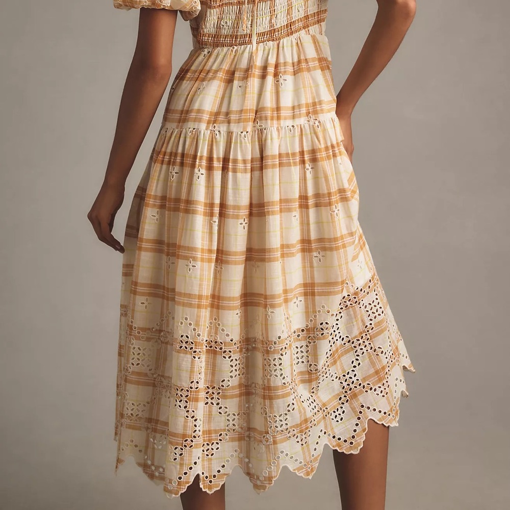 Puff-Sleeve Eyelet Midi Dress - Picture 10 of 15